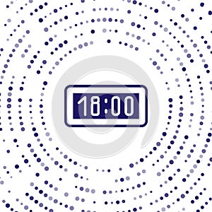 Blue Digital alarm clock icon isolated on white background. Electronic watch alarm clock. Time icon. Abstract circle