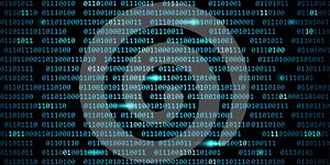 Blue digital binary code web cyber technology background