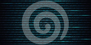 Blue digital binary code web technology background