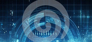 Blue digital binary data earth computer screen background - technology