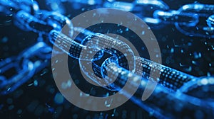 Blue Digital Blockchain Links in Cyberspace