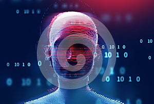 Blue digital cyber hacker 3d illustration