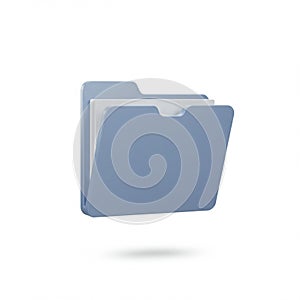 Blue Digital File Folder Icon 3D Render Illustration Data Image Design Symbol Office System Storage