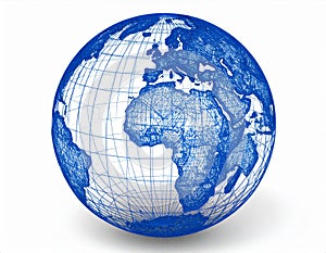 Blue Digital Globe on White Background