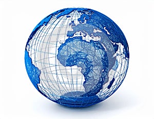 Blue Digital Globe on White Background