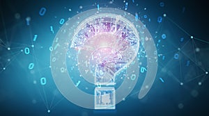 Blue digital question marks background 3D rendering