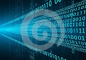 Blue digital tunnel featuring binary code