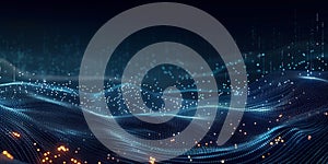 Blue digital waves with binary code