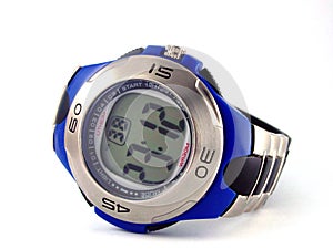 Blue digital wrist watch