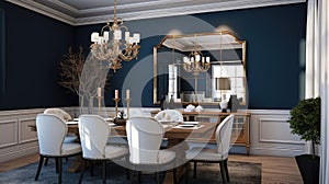 blue dining wall