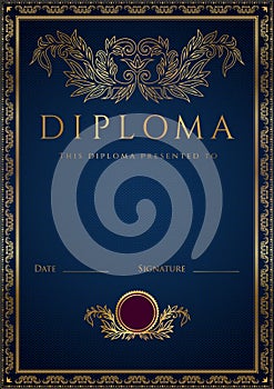 Blue Diploma / Certificate background with border