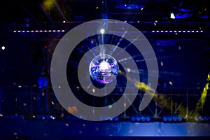 Blue disco background with mirror ball