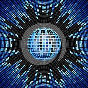 Blue Disco Ball and Equalizer Background