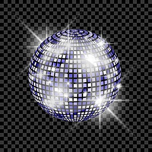 Blue Disco Ball isolated on a transparent background. Vector EPS 10 illustration