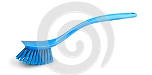 Blue dish washing brush isolated