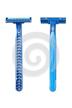 Blue disposable razor blade