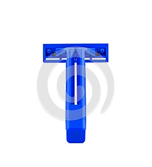 Blue Disposable shaving razor isolated on white