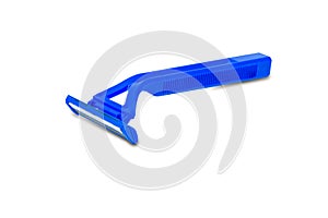 Blue Disposable shaving razor isolated on white