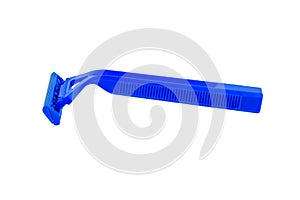 Blue Disposable shaving razor isolated on white