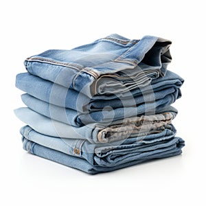 Blue Distressed Jeans On White Background - Agfa Clack Style