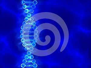 Blue DNA (deoxyribonucleic acid) background with waves photo