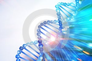 Blue dna helix over white blue background