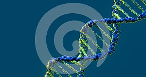 Blue DNA Helix Structure - Biotechnology and Genetic Research. Genetic Code Visualization