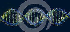 Blue DNA Helix Structure - Biotechnology and Genetic Research. Genetic Code Visualization