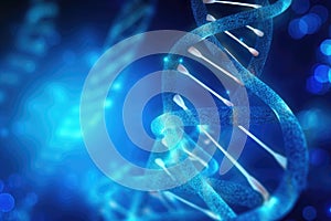 A blue dna strand with a blue background photo