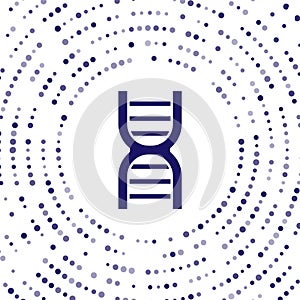 Blue DNA symbol icon isolated on white background. Abstract circle random dots. Vector