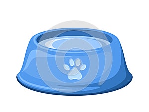 Blue dog bowl with water. Vector illustration.