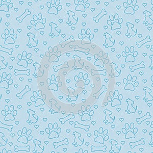 Blue Doggy Tile Pattern Repeat Background