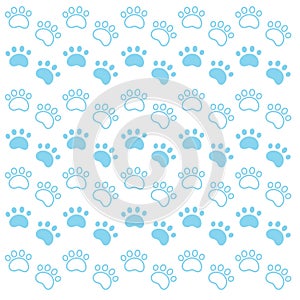 Blue Dogs Paws on White Pattern, Texture