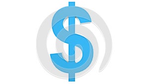 Blue dollar gold sign icon Isolated with white background. 3d render isolated illustration, business, managment, risk, money, cash