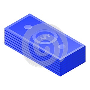 Blue dollar pack icon, isometric style