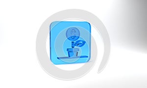 Blue Dollar plant icon isolated on grey background. Business investment growth concept. Money savings and investment