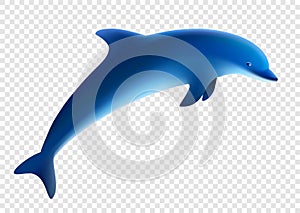 Blue dolphin jumps. Vector illustration. Jumping dolphin play