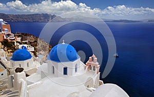 Blue dome church of beautiful Oia