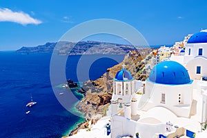 Blue dome churches in Oia