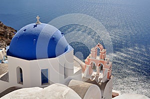 Blue dome of orthodox church in Greece