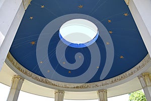 The blue domed ceiling of the Magna Carta memorial at Runnymede in Surrey