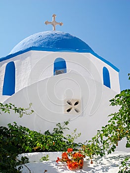 Blue domed church, Paros, Greece.