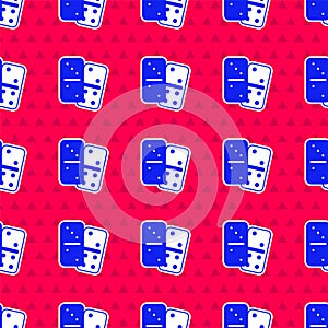 Blue Domino icon isolated seamless pattern on red background. Vector