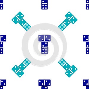 Blue Domino icon isolated seamless pattern on white background. Vector