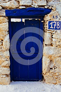 Blue door ,Entrance from an old traditional Cycladic house