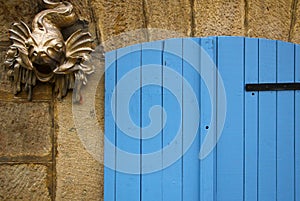 Blue door with fish