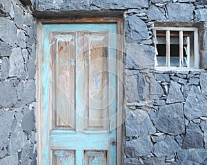 Blue door fisher village canary island architecture textures