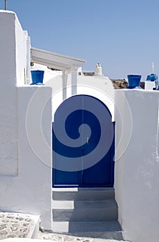 Blue door in Greece