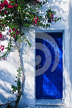 Blue door in greece photo