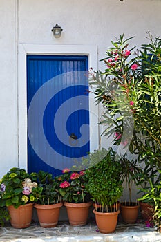 Blue door in greece